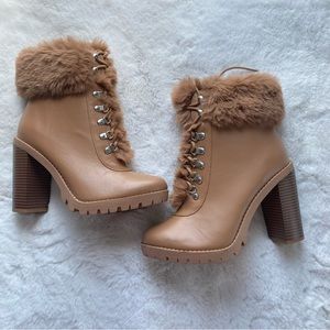 BCBG FAUX FUR HEELED BOOT